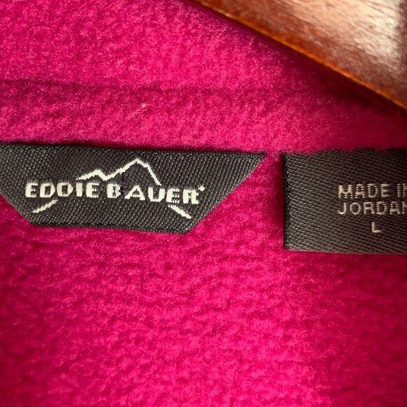 Eddie Bauer Jacket Womens Large Pink Fleece Full Zip Pockets Floral Embroidery - Picture 7 of 11